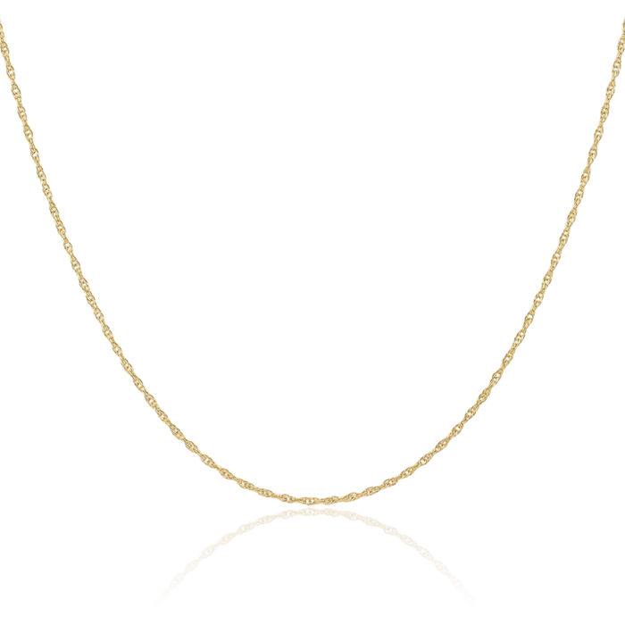 14K Solid Yellow Gold 1.15mm Cable Rope Chain Twisted Link Necklace