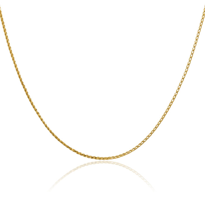 14K Solid Yellow Gold 1.15mm Franco Link Chain Necklace