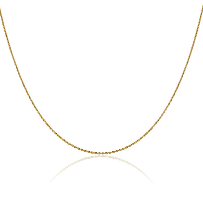 14K Solid Yellow Gold 1.15mm Oval Cable Rolo Link Chain Belcher Necklace