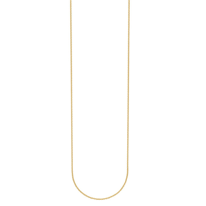 14K Solid Yellow Gold 1.1mm Cable Rolo Link Chain Belcher Necklace