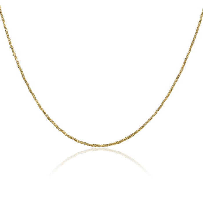 14K Solid Yellow Gold 1.1mm Rope Chain Twisted Link Necklace