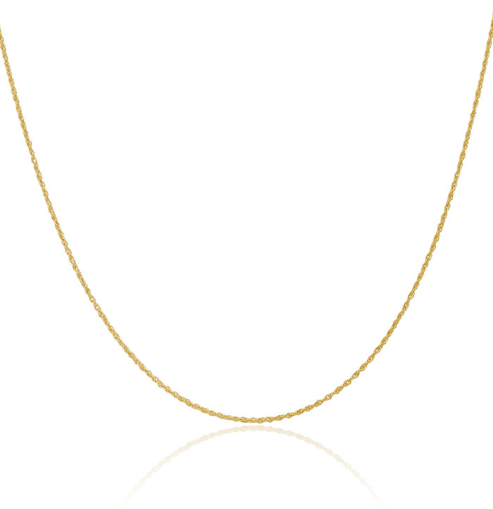 14K Solid Yellow Gold 1.1mm Rope Chain Twisted Link Necklace