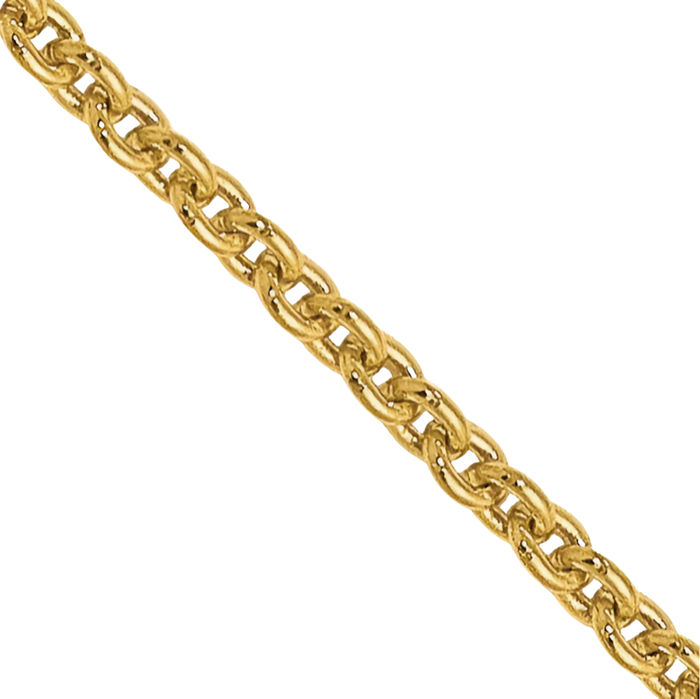 14K Solid Yellow Gold 1.1mm Round Cable Rolo Link Chain Belcher Necklace