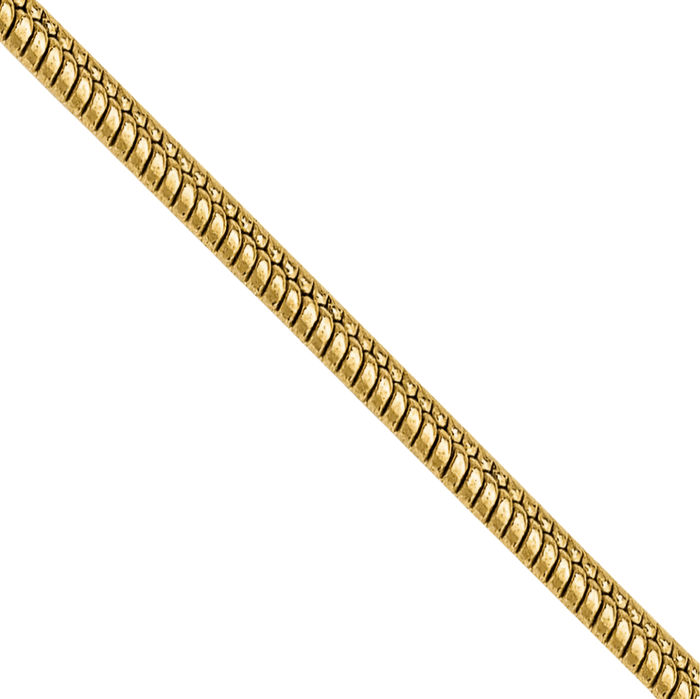 14K Solid Yellow Gold 1.1mm Round Cubetto Omega Snake Chain Herringbone Necklace