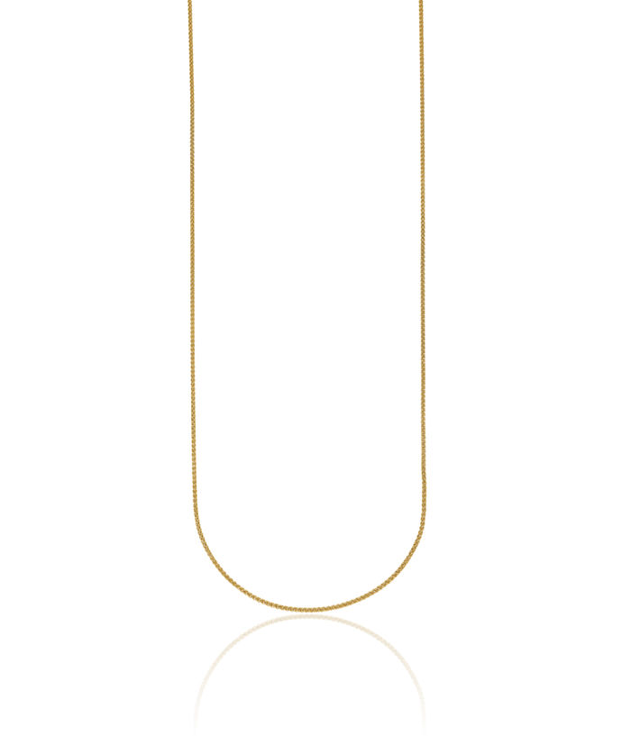 14K Solid Yellow Gold 1.1mm Spiga Wheat Link Chain Necklace