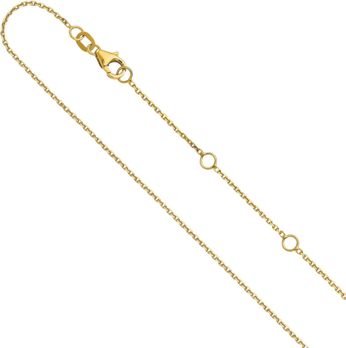 14K Solid Yellow Gold 1.1mm Square Cable Adjustable Chain Necklace