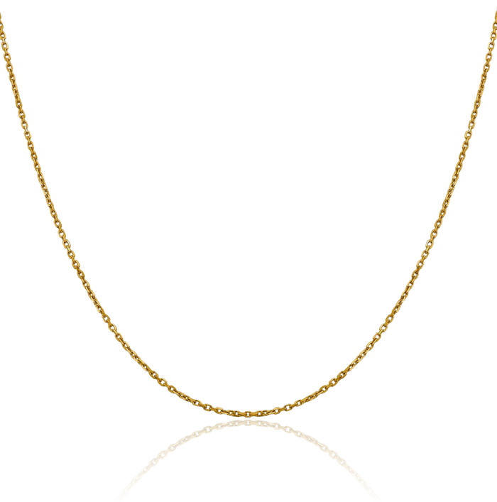 14K Solid Yellow Gold 1.25mm Cable Rolo Link Chain Belcher Necklace