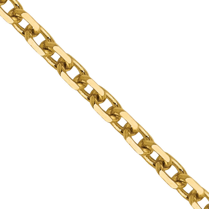 14K Solid Yellow Gold 1.25mm Cable Rolo Link Chain Belcher Necklace