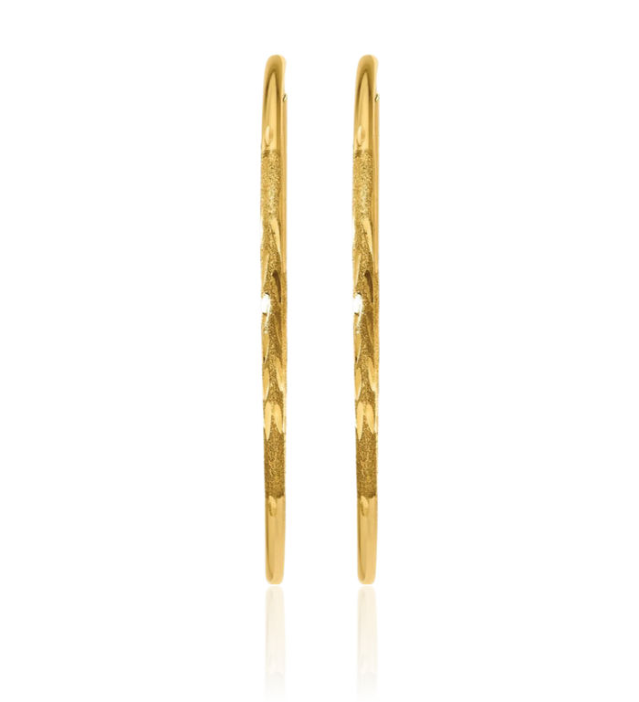 14K Solid Yellow Gold 1.25mm Endless Round Medium Hoop Earrings