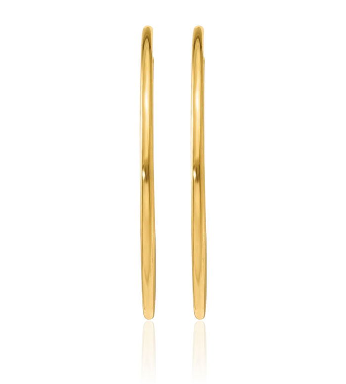 14K Solid Yellow Gold 1.25mm Endless Round Medium Hoop Earrings