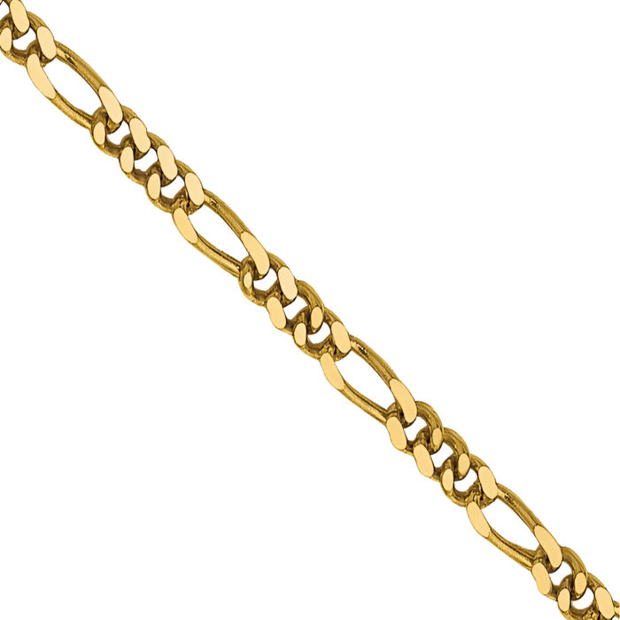 14K Solid Yellow Gold 1.25mm Figaro Link Spring Necklace Ring Chain