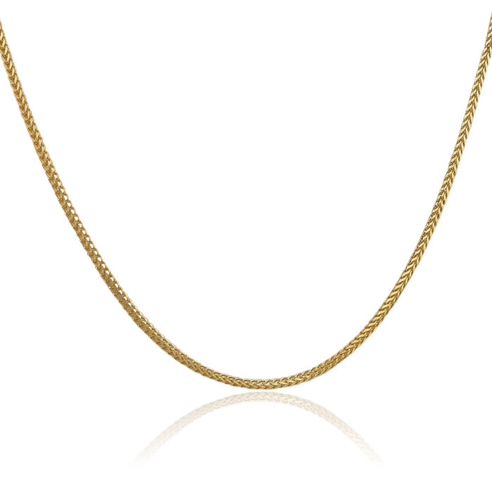 14K Solid Yellow Gold 1.25mm Franco Link Chain Necklace