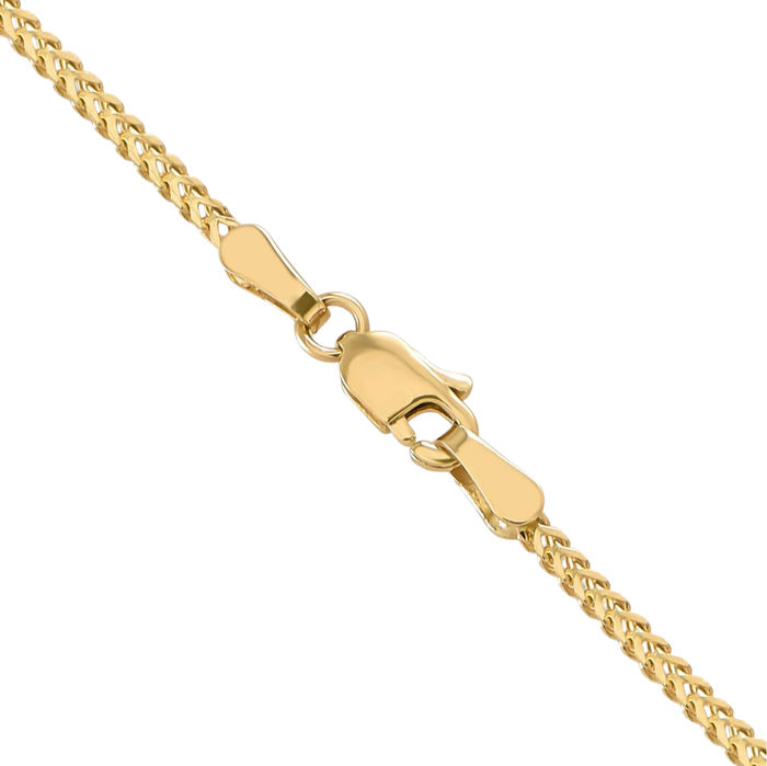 14K Solid Yellow Gold 1.25mm Franco Link Chain Necklace