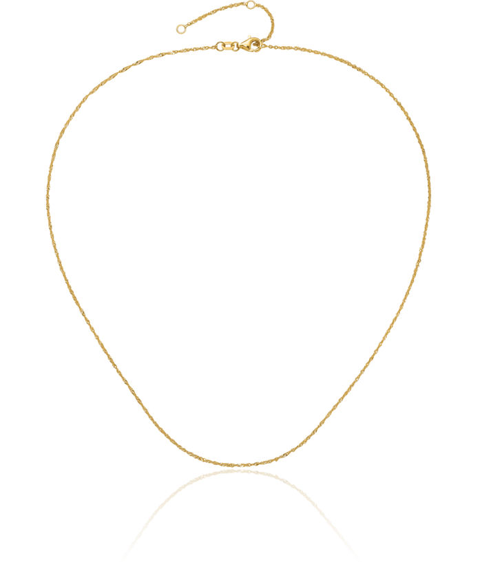 14K Solid Yellow Gold 1.25mm Singapore Adjustable Chain Necklace