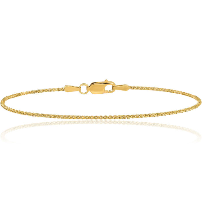 14K Solid Yellow Gold 1.25mm Spida Chain Anklet Summer Beach Foot Ankle Bracelet