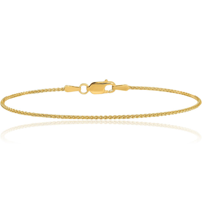 14K Solid Yellow Gold 1.25mm Spida Chain Anklet Summer Beach Foot Ankle Bracelet