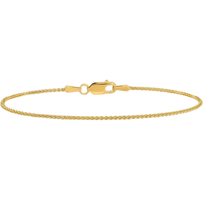 14K Solid Yellow Gold 1.25mm Spida Chain Anklet Summer Beach Foot Ankle Bracelet