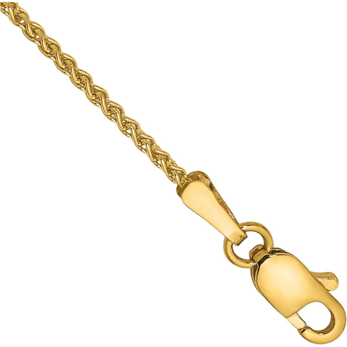 14K Solid Yellow Gold 1.25mm Spiga Wheat Link Chain Bracelet