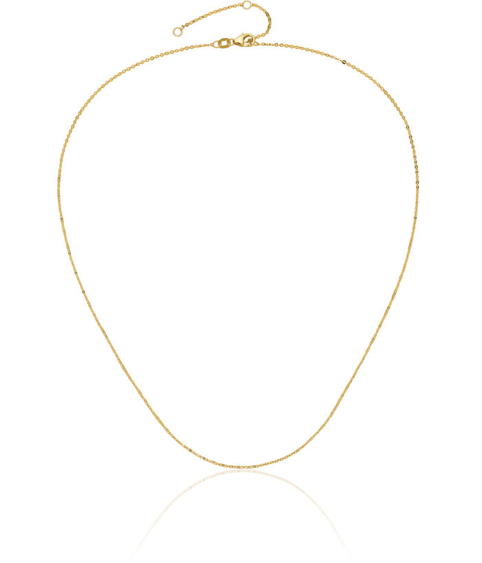 14K Solid Yellow Gold 1.2mm Cable Adjustable Chain Necklace