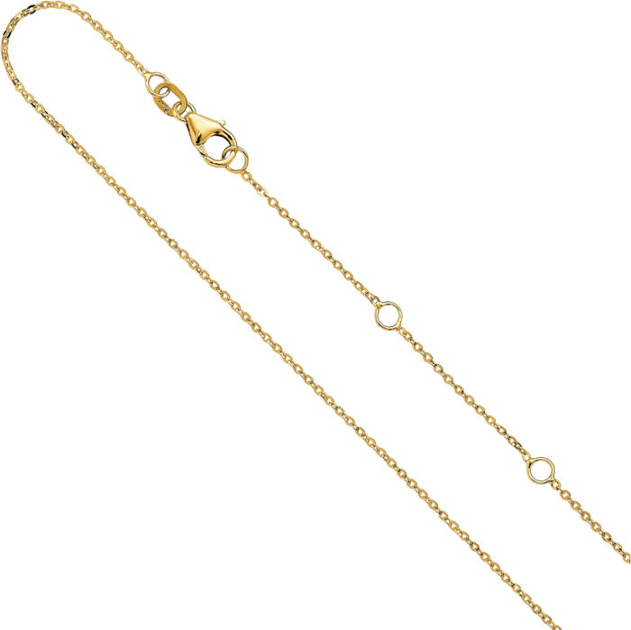 14K Solid Yellow Gold 1.2mm Cable Adjustable Chain Necklace