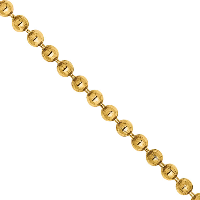 14K Solid Yellow Gold 1.2mm Beaded Ball Chain Necklace