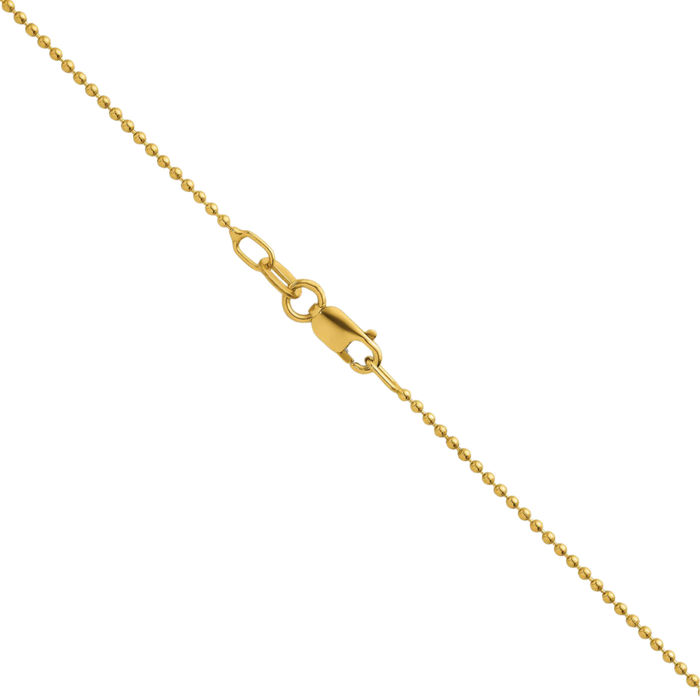 14K Solid Yellow Gold 1.2mm Beaded Ball Chain Necklace