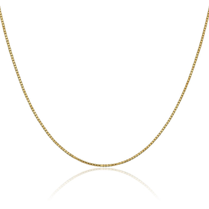 14K Solid Yellow Gold 1.2mm Box Link Chain Necklace