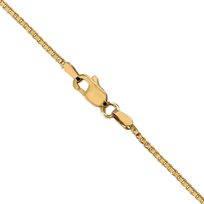 14K Solid Yellow Gold 1.2mm Box Link Chain Necklace