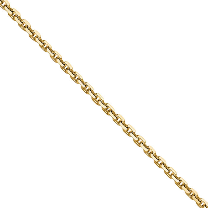 14K Solid Yellow Gold 1.2mm Cable Rolo Link Chain Belcher Necklace