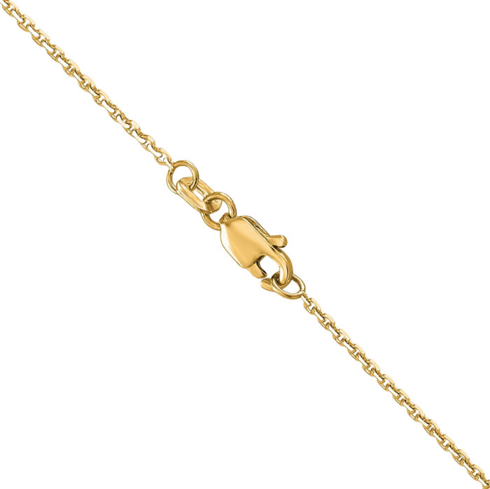 14K Solid Yellow Gold 1.2mm Cable Rolo Link Chain Belcher Necklace