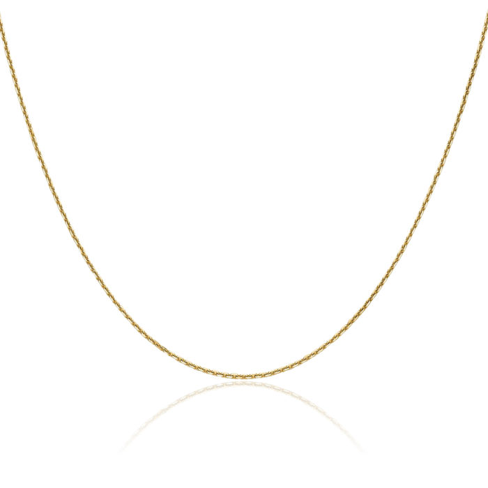 14K Solid Yellow Gold 1.2mm Cable Rolo Link Chain Belcher Necklace