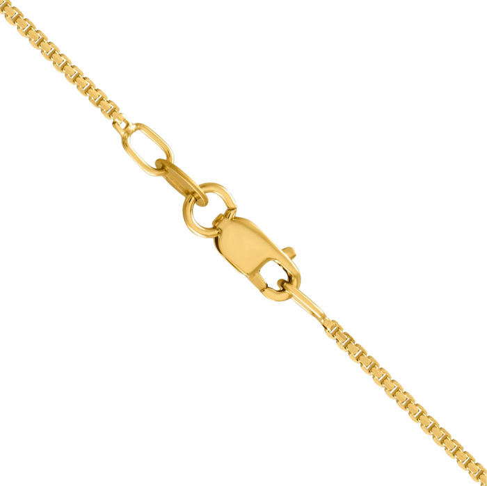 14K Solid Yellow Gold 1.2mm Concave Box Link Chain Necklace