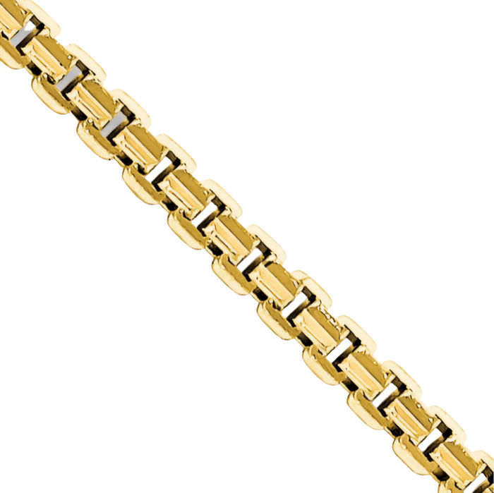 14K Solid Yellow Gold 1.2mm Concave Box Link Chain Necklace