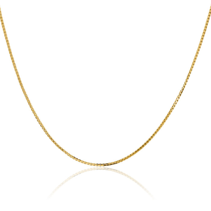 14K Solid Yellow Gold 1.2mm Concave Box Link Chain Necklace