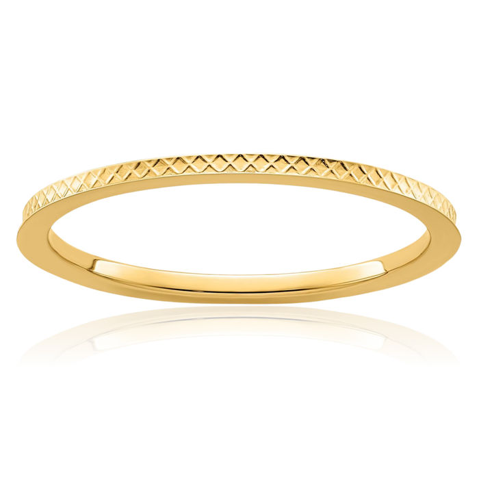 14K Solid Yellow Gold 1.2mm Crisscross Stacking Wedding Band Woven Twisted Statement Ring