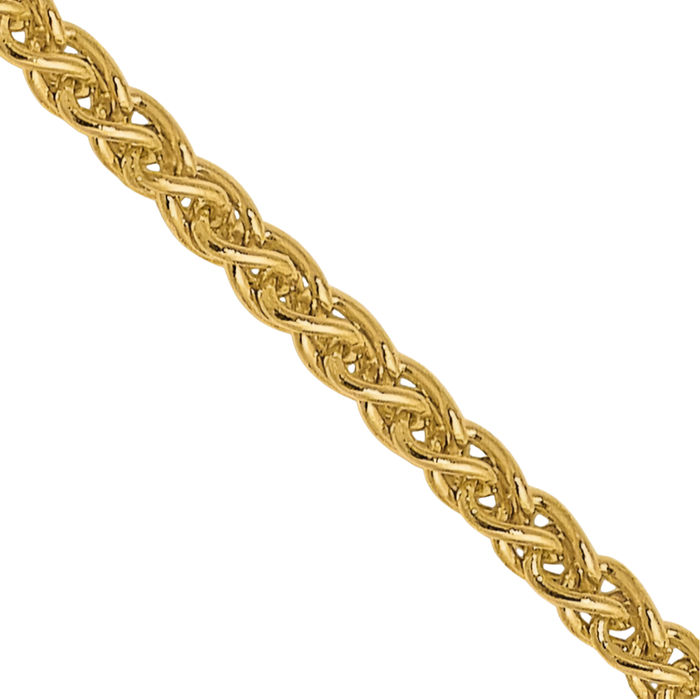 14K Solid Yellow Gold 1.2mm Spiga Wheat Link Chain Necklace