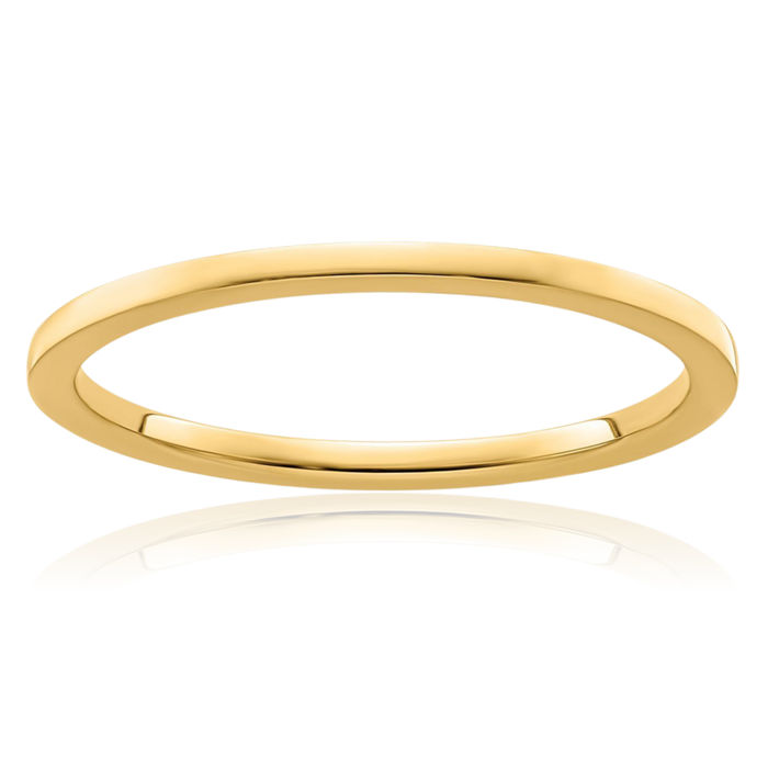 14K Solid Yellow Gold 1.2mm Stacking Plain Classic Wedding Band Statement Ring