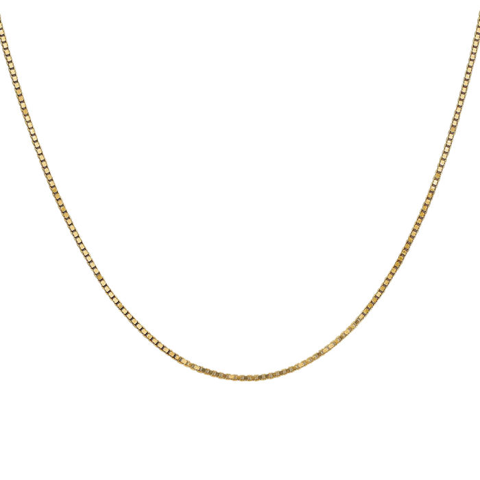 14K Solid Yellow Gold 1.3mm Box Link Chain Necklace