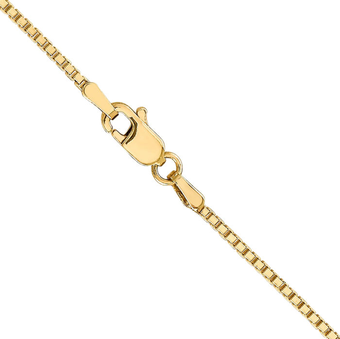 14K Solid Yellow Gold 1.3mm Box Link Chain Necklace