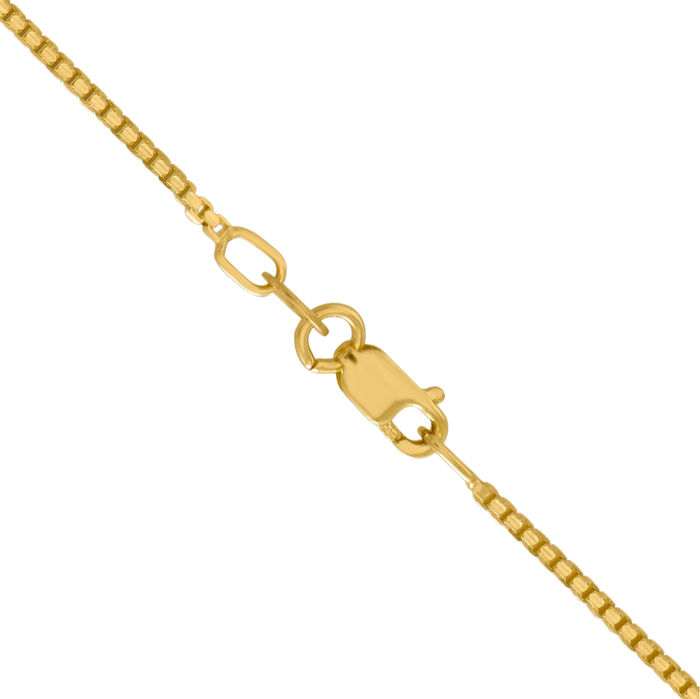 14K Solid Yellow Gold 1.3mm Concave Box Link Chain Necklace