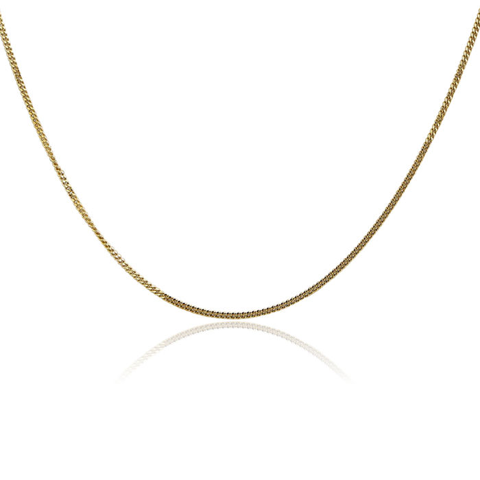 14K Solid Yellow Gold 1.4mm Curb Link Chain Necklace