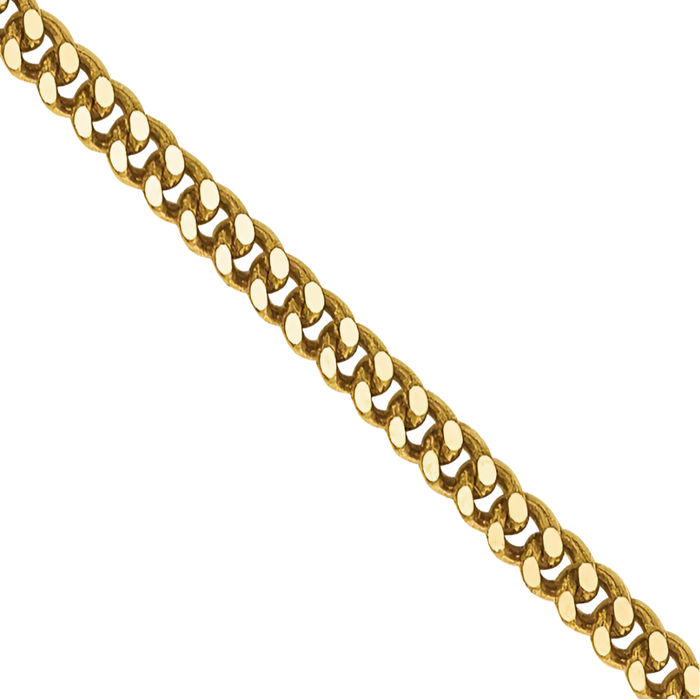 14K Solid Yellow Gold 1.4mm Curb Link Chain Necklace