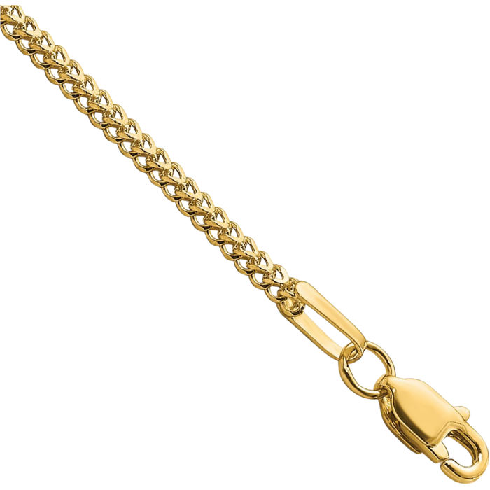 14K Solid Yellow Gold 1.3mm Franco Link Chain Bracelet