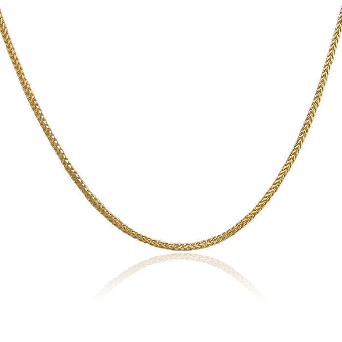 14K Solid Yellow Gold 1.3mm Franco Link Chain Necklace