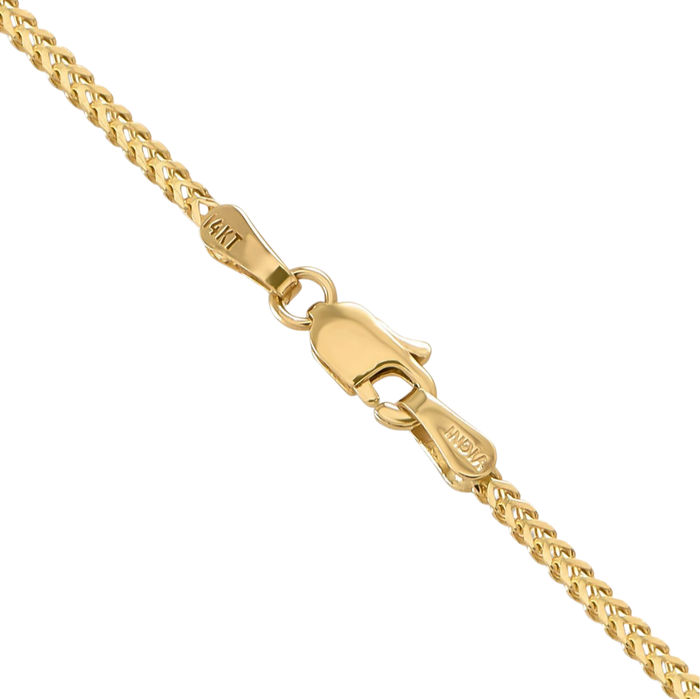 14K Solid Yellow Gold 1.3mm Franco Link Chain Necklace