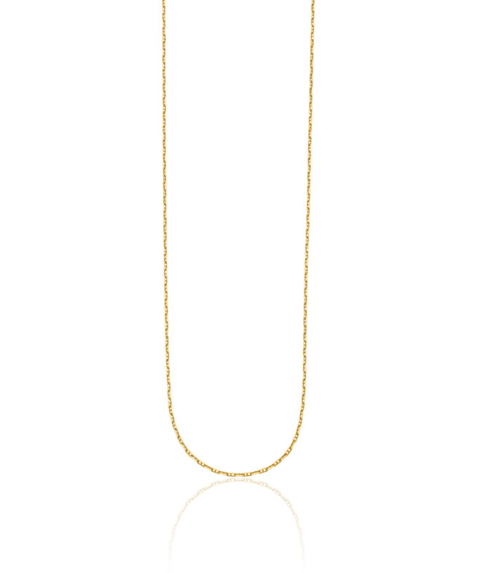 14K Solid Yellow Gold 1.3mm Anchor Mariner Link Chain Necklace