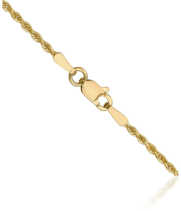 14K Solid Yellow Gold 1.3mm Rope Chain Twisted Link Necklace