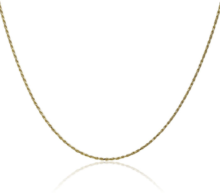 14K Solid Yellow Gold 1.3mm Rope Chain Twisted Link Necklace