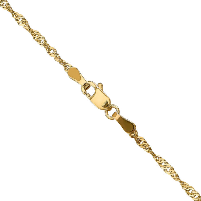 14K Solid Yellow Gold 1.3mm Singapore Chain Necklace