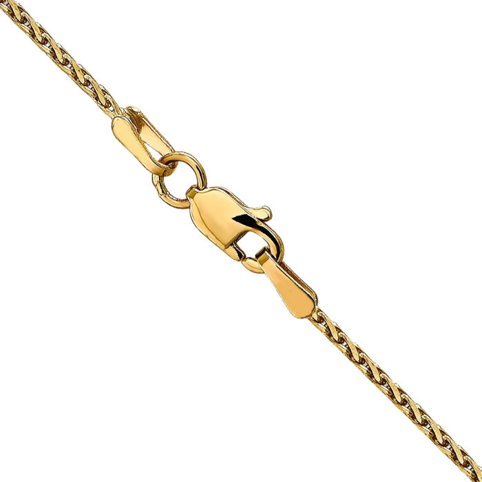 14K Solid Yellow Gold 1.3mm Spiga Wheat Link Chain Necklace